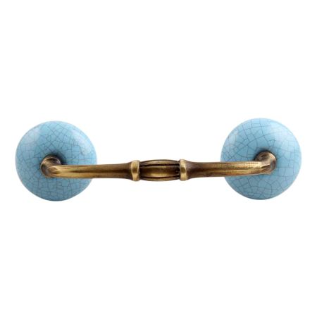 Blue Crackle Ceramic Bridge Handle